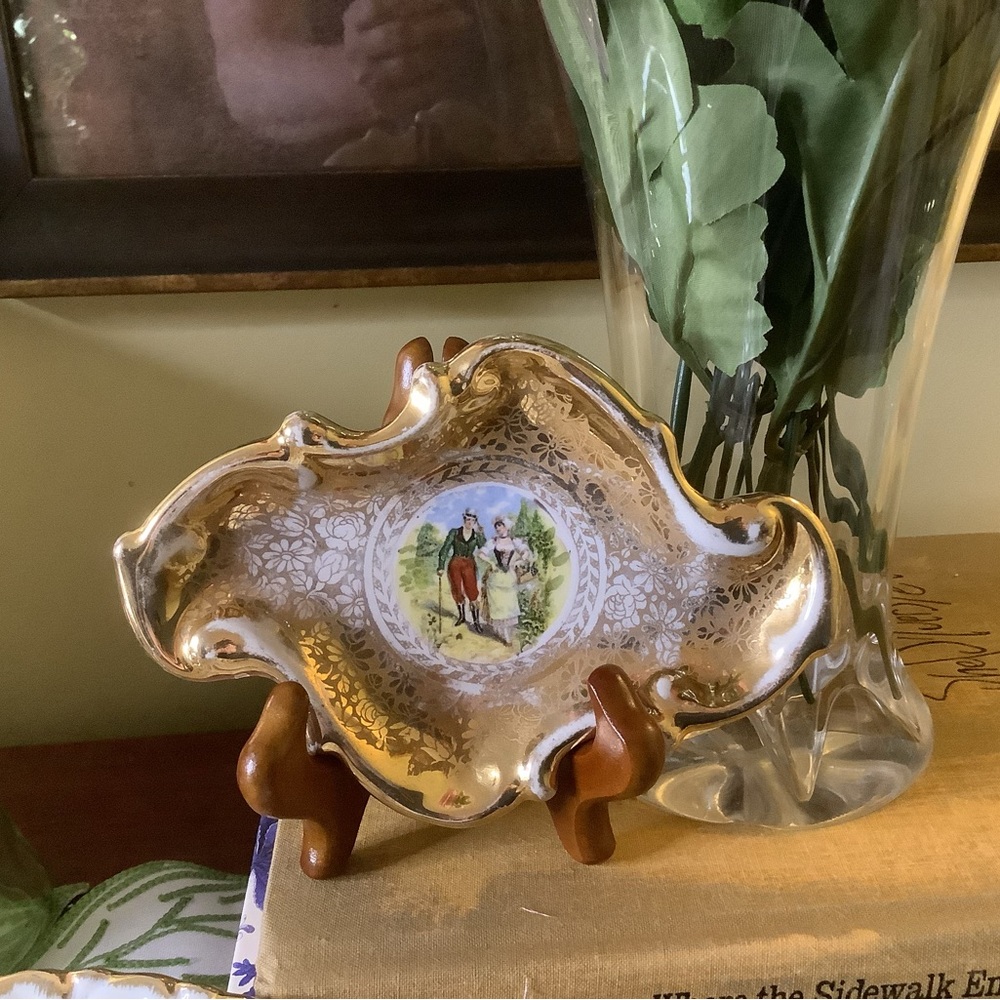 Trinket Dish Osbourne China Vintage Hand-painted 22K Gold Victorian Design